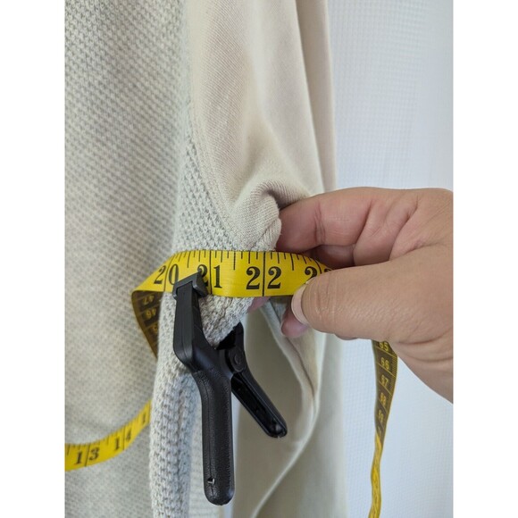 Men's Esprit Waffle Knit Crew Neck Long Sleeve Sweater Cream Gray Raglan L (D14) - Picture 6 of 9